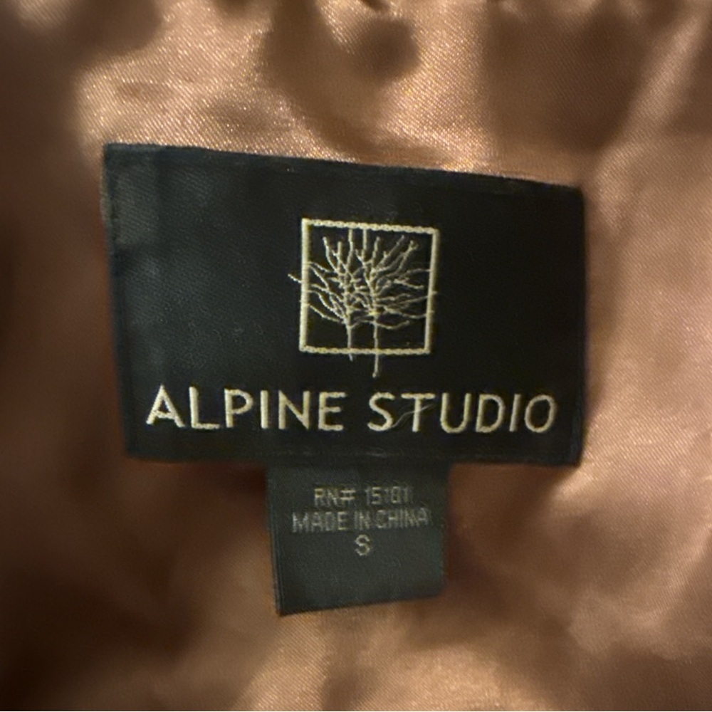Alpine Studio Brown Faux Fur Jacket Ruched Distressed Faux Leather Trim Zipper - Picture 10 of 12